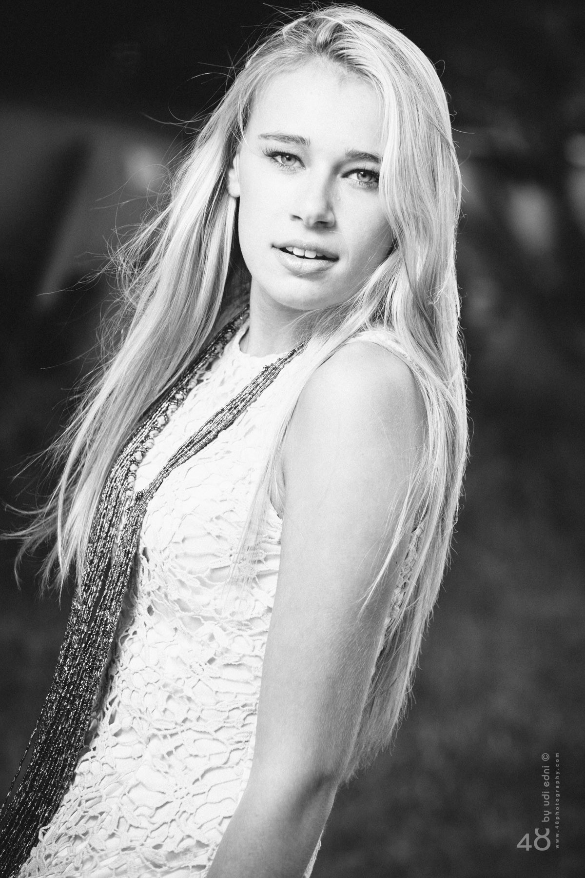 Black and white portrait of a young woman