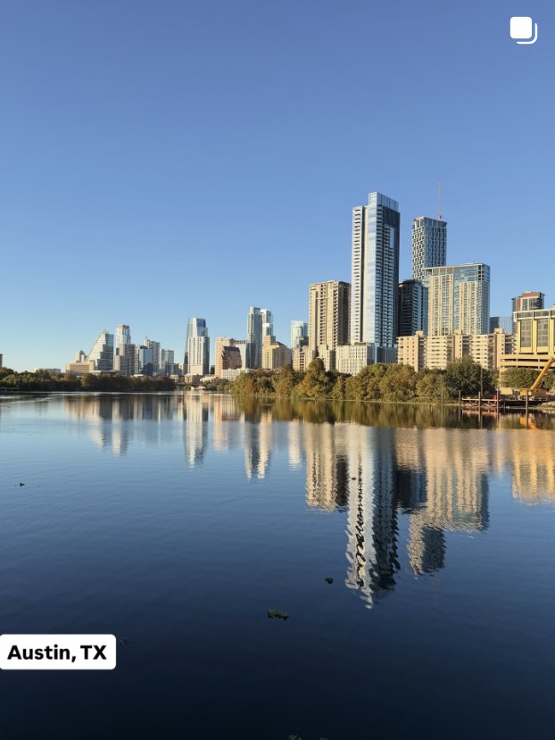 Austin skyline reflected in the river
