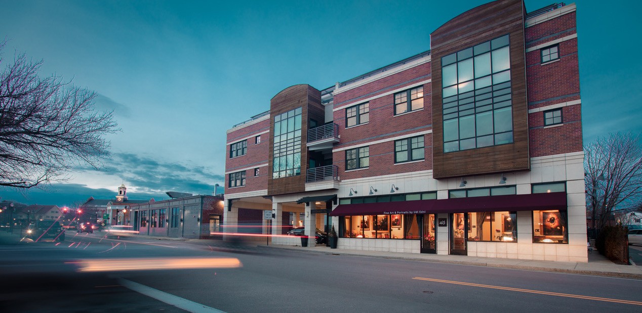 The studio building at blue hour